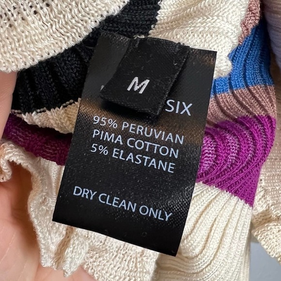 Eleven Six Abi 70s Multi Stripe Short Sleeve Sweater Medium - Picture 11 of 11